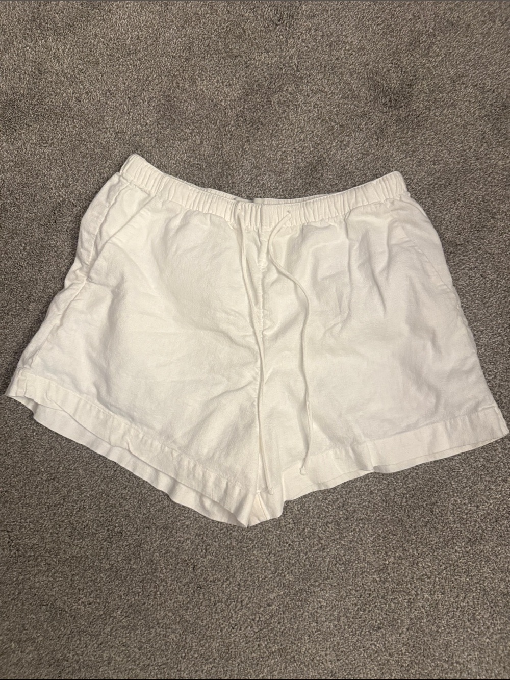 Abercrombie & Fitch White Linen-Blend Athletic Shorts